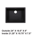 LS-GC48 Undermount Single Bowl Granite Composite Sink Black