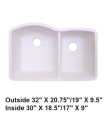 LS-GC68 Undermount Double Bowl 60/40 Granite Composite Sink White