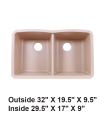 LS-GC88 Undermount Double Bowl 50/50 Granite Composite Sink Bisque