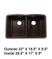 LS-GC88 Undermount Double Bowl 50/50 Granite Composite Sink Coffee