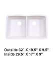 LS-GC88 Undermount Double Bowl 50/50 Granite Composite Sink White