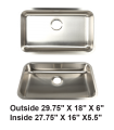 LS-78ADA Undermount Single Bowl Stainless Steel ADA Sink