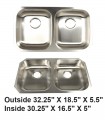 LS-88ADA Undermount Double Bowl 50/50 Stainless Steel ADA Sink