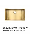 LS-H78 Gold Handmade Undermount Single Bowl Stainless Steel Sink