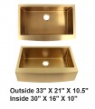 LS-F78-33 Gold Single Bowl Farmhouse Apron Front Stainless Steel Sink