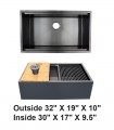 LS-F3219CBK Black Single Bowl Farmhouse Apron Front Stainless Steel Sink