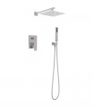 LS-S448208 Shower System with 9.75 in. Square Rainfall Shower Head and Handheld Shower Head in Brushed Nickel
