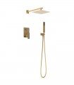 LS-S448208 Shower System with 9.75 in. Square Rainfall Shower Head and Handheld Shower Head in Gold