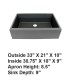 LS-GCF78 Single Bowl Farmhouse Apron Front Granite Composite Sink Gray