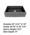 LS-GCF78 Single Bowl Farmhouse Apron Front Granite Composite Sink Gray