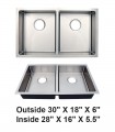 LS-H88ADA Undermount Single Bowl Stainless Steel ADA Sink