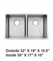 LS-H88 Handmade Undermount Double Bowl 50/50 Stainless Steel Sink