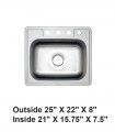 LS-D48 Drop-in Single Bowl Stainless Steel Sink