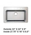 LS-D78 Drop-in Single Bowl Stainless Steel Sink