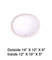 LS-C1SS Undermount Oval Ceramic Sink White