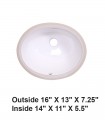 LS-C1S Undermount Oval Ceramic Sink White