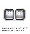 LS-88-7 Undermount Double Bowl 50/50 Stainless Steel Sink