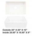 LS-FC1F Single Bowl Farmhouse Fireclay Sink White