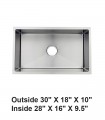 LS-H77-10 Handmade Undermount Single Bowl Stainless Steel Sink
