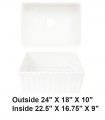 LS-FC6F Single Bowl Farmhouse Fireclay Sink White