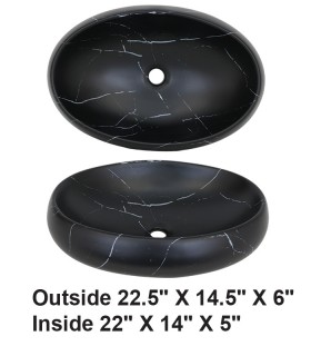 LS-S3 Above Counter Vessel Ceramic Sink Black Marble Design
