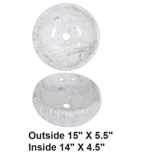 LS-S4 Above Counter Vessel Ceramic Sink White Marble Design