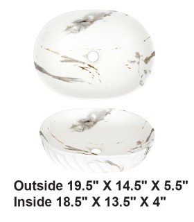 LS-S6 Above Counter Vessel Ceramic Sink White Marble Design