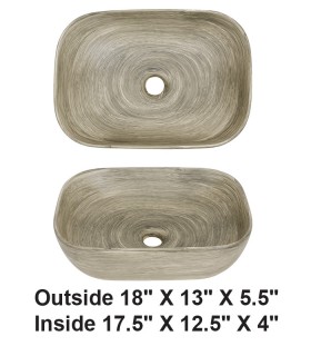 LS-S5 Above Counter Vessel Ceramic Sink Wood Grain Design