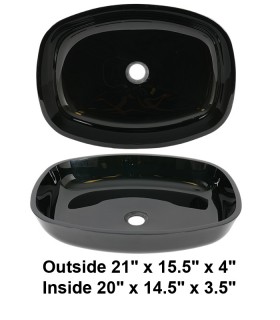 LS-GL9 Above Counter Tempered Black Glass Sink