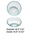 LS-GL15 Above Counter Tempered Clear Glass Vessel Sink