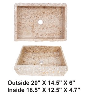 LS-NS6 Above Counter Square Cream Marmo Marble Sink