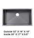 LS-H78 Handmade Undermount Single Bowl Stainless Steel Sink Gunmetal Grey