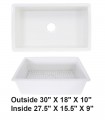 LS-FC13F Single Bowl Undermount Fireclay Sink White