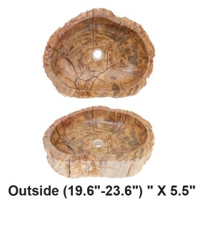 LS-NS2M Above Counter Large Petrified Wood Vessel Sink