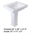 LS-C66 Pedestal Rectangular Ceramic Sink White