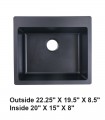 LS-GCD48 Drop-In or Undermount Single Bowl Granite Composite Sink Black