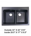 LS-GCD88 Drop-In or Undermount Double Bowl 50/50 Granite Composite Sink Black