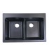 LS-GCD88 Drop-In or Undermount Double Bowl 50/50 Granite Composite Sink Black