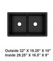 LS-FC14F Double Bowl Undermount Fireclay Sink Black