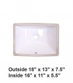 LS-C6S Undermount Rectangular Ceramic Sink White