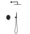 LS-S612006 Shower System Square Rainfall Shower Head and Handheld Shower Head in Matte Black