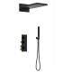 LS-SA73016 Shower System Square Rainfall Shower Head and Handheld Shower Head in Matte Black