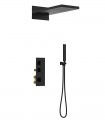LS-SA73016 Shower System Square Rainfall Shower Head and Handheld Shower Head in Matte Black