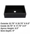 LS-GCF78 Single Bowl Farmhouse Apron Front Granite Composite Sink Black