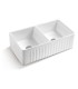 LS-FC5 Double Bowl Farmhouse Porcelain Sink White