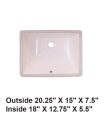 LS-C7M Undermount Rectangular Ceramic Sink Bisque