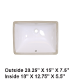 LS-C6M Undermount Rectangular Ceramic Sink White
