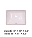 LS-C7S Undermount Rectangular Ceramic Sink Bisque